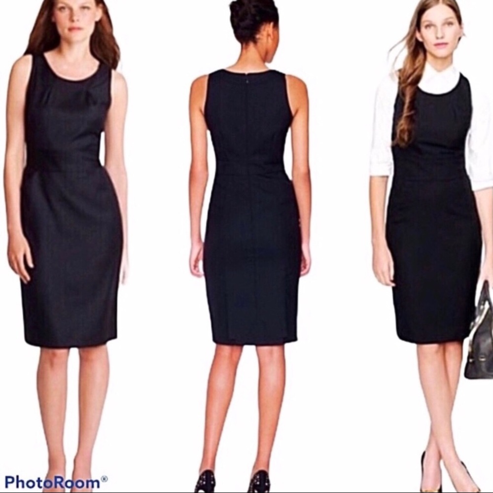 NWOT J. Crew Emmaleigh Black dress Super 120’s